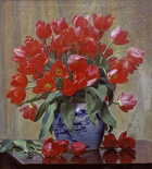 Tulips In a Porcelain Vase