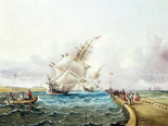 Square Rigged Ships off Jetty